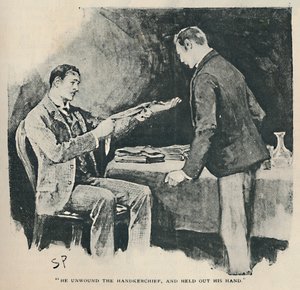 Desenrolló el pañuelo y extendió su mano, 1892 de Sidney Paget