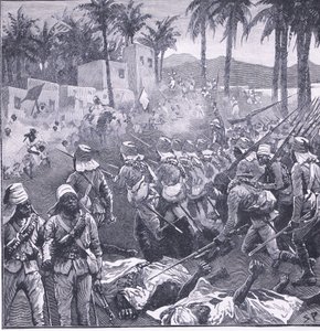 Asalto de Firket, ilustración de la Historia de Inglaterra de Cassell, 1900s de Sidney Paget