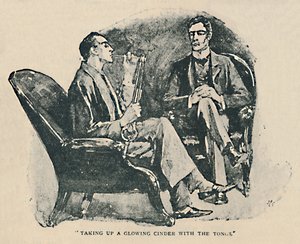 Tomando una brasa incandescente con las tenazas de Sidney Paget