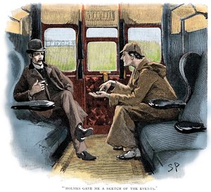 La aventura de Silver Blaze, Holmes y Watson en el tren de Sidney Paget