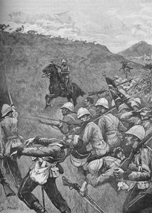 Los hombres lucharon a través del granizo de fuego, 1902 de Sidney Paget