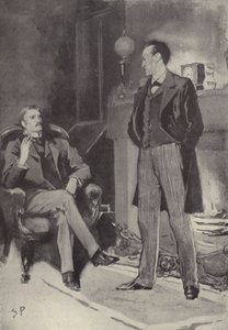 Entonces se paró junto al fuego: escena del misterio de Sherlock Holmes Un escándalo en Bohemia, de Arthur Conan Doyle de Sidney Paget