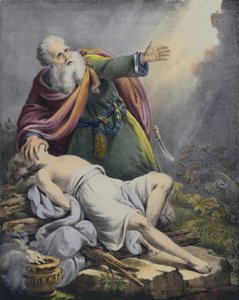 Abraham ofreciendo a su hijo Isaac (grabado en color) de Siegfried Detler Bendixen