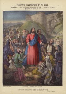 Cristo sanando a la multitud (grabado en color) de Siegfried Detler Bendixen