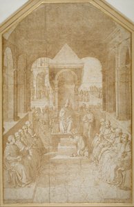 Eneas Piccolomini besando la zapatilla del Papa Eugenio, después de Pinturicchio de Sienese School