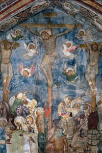 Crucifixión de Cristo "INRI" (detalle) de Sienese School