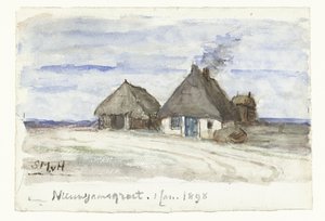 Felicitación de Año Nuevo con granja de Sientje Mesdag van Houten