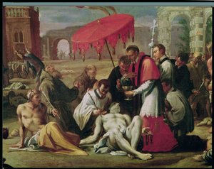 San Carlos Borromeo (1538-84) administrando el sacramento a las víctimas de la peste en 1576 (detalle)