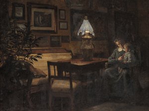 Interior de tarde. Madre e hijo de Sigurd Wandel