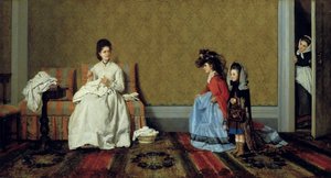 Niñas jugando a las damas de Silvestro Lega