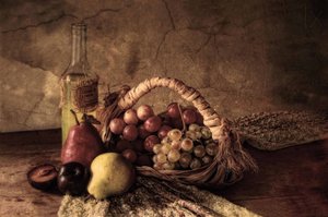 Naturaleza muerta rústica con frutas de Silvia Simonato