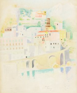 Atrani, Costa Amalfitana (pastel sobre papel) de Simon Albert Bussy