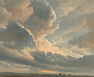 Estudio de nubes con una puesta de sol cerca de Roma de Simon Alexandre Clément Denis
