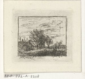 paisaje con casas y arboles