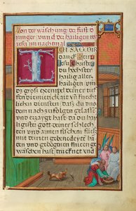Frontera con Abraham lavando los pies a los tres ángeles de Simon Bening