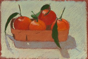 Mandarinas de Navidad, 2015 (pastel sobre papel) de Simon Fletcher