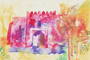 Murallas de Jabreen, Omán, 2005 (acuarela) de Simon Fletcher