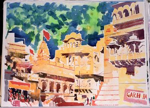 Jaiselmer Red Flag, 2007 (acuarela sobre papel) de Simon Fletcher