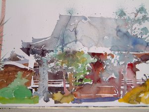 Templo de Kioto (acuarela sobre papel) de Simon Fletcher