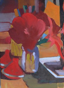 Rojo marroquí, 2014 (óleo sobre tabla) de Simon Fletcher