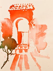 Puerta roja, 2016 (acuarela) de Simon Fletcher