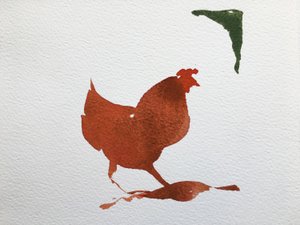 Pollo solo, 2020 (obra sobre papel) de Simon Fletcher