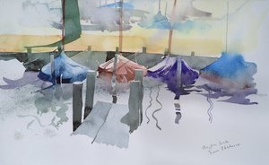 Los cinco barcos, 2002 (acuarela) de Simon Fletcher