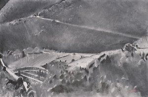 The High Road, 2001 (pastel y técnica mixta sobre papel) de Simon Fletcher