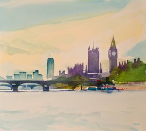 Westminster desde la pasarela II, 2016 (acuarela)