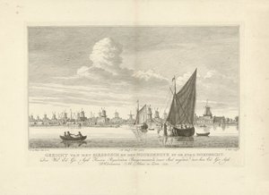 Vista de Biesbosch y Noordendijk cerca de Dordrecht Vista de Biesbosch y den Noordendyk por la ciudad de Dordrecht (título sobre objeto) de Simon Fokke