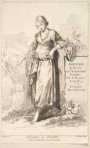 Afriquaine en deshabillé, de Recueil de diverses figures étrangères Inventées, siglo XVIII