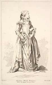 Ancienne Mode Françoise, de Recueil de diverses figures étrangères Inventées par... de Simon Francois Ravenet