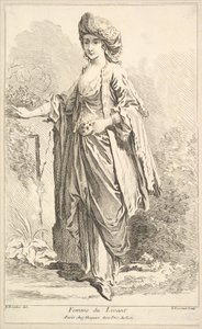 Mujer del Levante, del Recueil de diverses figures étrangères Inventadas por F. Bouc..., siglo XVIII de Simon Francois Ravenet