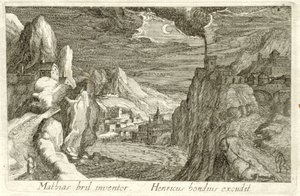 Paisaje fluvial a la luz de la luna Diferentes paisajes (título de la serie) Topographia variarum regionum (título de la serie) de Simon Frisius (attributed to)