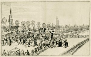 Llegada de los cinco embajadores españoles a Rijswijk, febrero de 1608
Escenas de la guerra de 1608 y 1609 (título de la serie) de Simon Frisius
