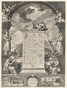 Alegoría de la profesión de fe con los cuatro evangelistas de Simon Frisius