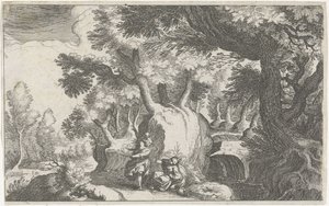 Boslandschap conoció a Hagar en Ismaël Paisaje Zuid-Europeo (título de la serie) Topografía de varias regiones (título de la serie) de Simon Frisius