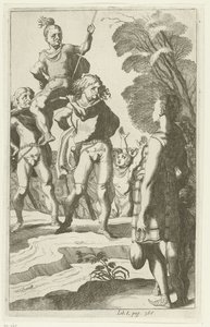 Brinio erigido sobre un escudo de Simon Frisius