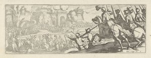 Cavaleristen bestormen een stadsmuur Caballería (título de la serie) Faecvnda lo que es la amada de Febo y la agradecida Florentia a los hombres de agudo genio, bastante lo demuestran las pvgnas, enthea por la fuerza de los senos que talló Mercurio al ague de Simon Frisius