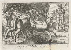 Hércules hoedt de kudde van Geryon (título en el objeto) El tema de Hércules (título de la serie) de Simon Frisius