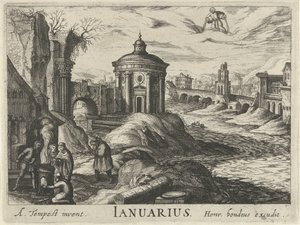 enero Ianuarius (título sobre el objeto) Doce meses (título de la serie) de Simon Frisius