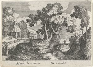 Paisaje con un árbol de Simon Frisius