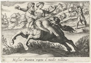 Nessus intenta sacudir a Deïanira te El vínculo de Dianira se elimina del medio (título sobre objeto) Tema de Herculische (título de la serie)