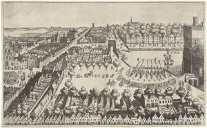 Hogueras de celebración en La Haya tras la proclamación de la tregua, 1609 de Simon Frisius