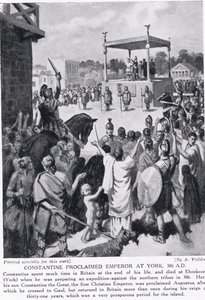 Constantino proclamado Emperador en York, 306 d.C., ilustración de 