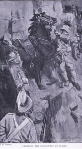 Cruzando el Roggevald de noche, de Después de Pretoria: La Guerra de Guerrillas publicado por Harmsworth Bros Limited, 1901 de Simon Harmon Vedder