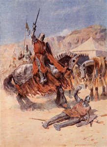Los caballeros se encuentran en conflicto, ilustración de 
