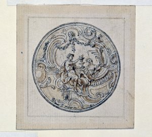 Diseño para estuche de reloj, por Simon Gribelin (1661-1833) de Simon II Gribelin
