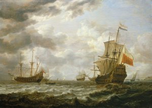 El Brederode frente a Hellevoetsluis, mediados del siglo XVII (pintura) de Simon Jacobsz. Vlieger