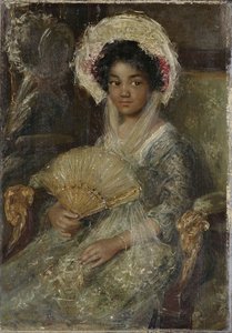 Joven con abanico, c. 1906 (óleo sobre lienzo) de Simon Maris